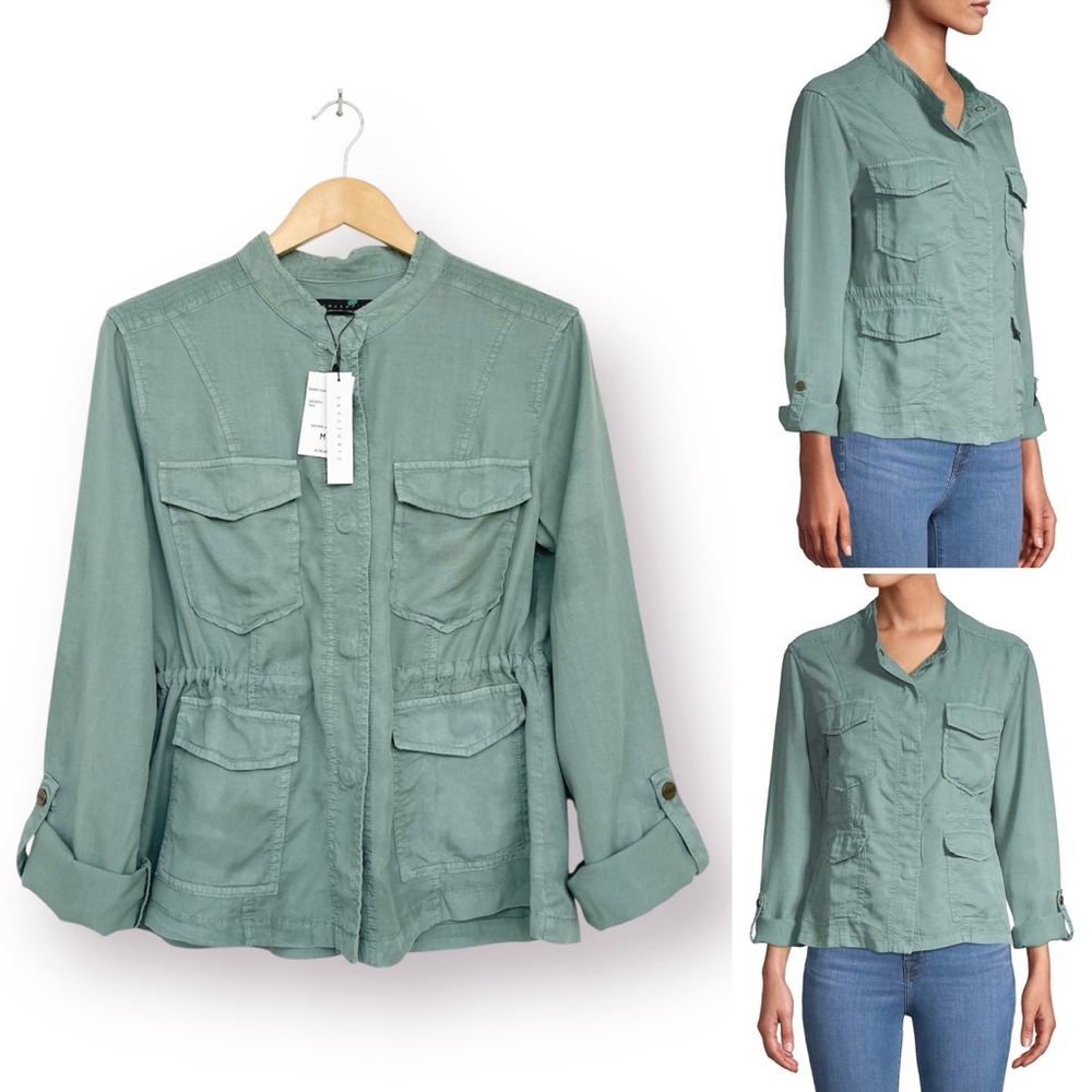 SANCTUARY Safari Utility Jacket Roll & Tab Long Sleeve Snap Front Drawstring